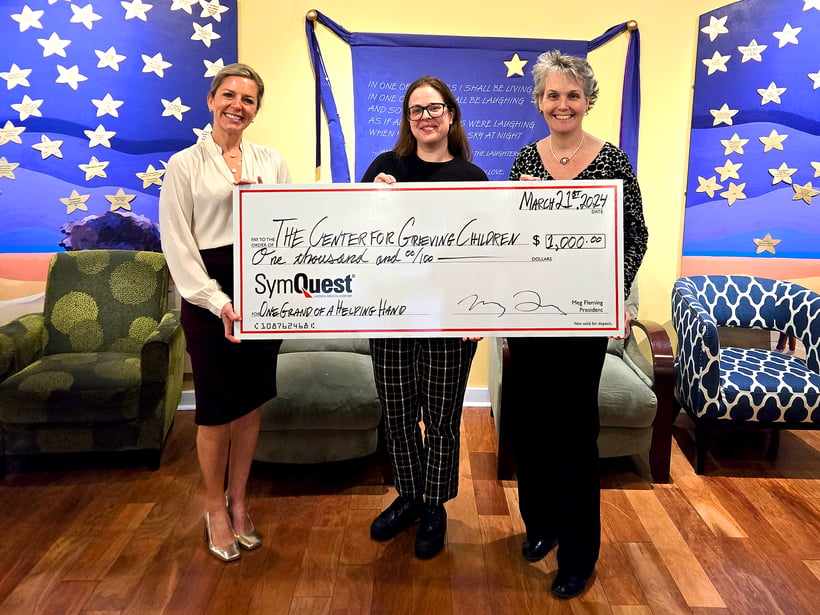 Center for Grieving Children Receives Check for SymQuest Westbrook Ribbon Cutting